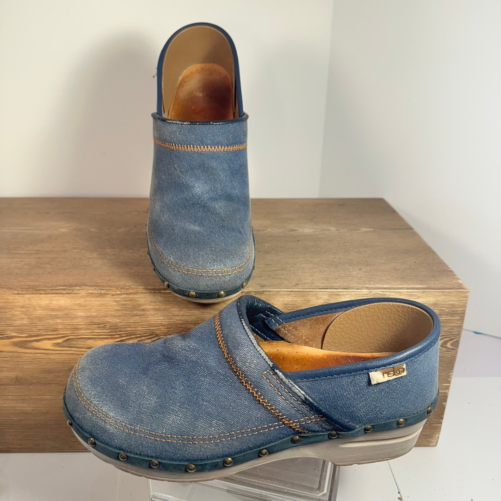 Dansko X Madewell ALINA Denim Clogs Women 41/10.5-11 Plantar Fasciitis Nurse